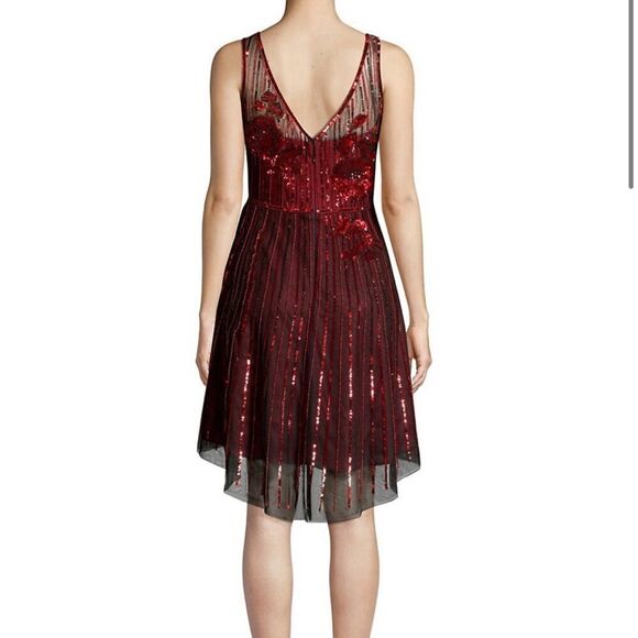 Parker Black Abba Sequin High Low Dress Black Red Size 0 - Picture 4 of 15